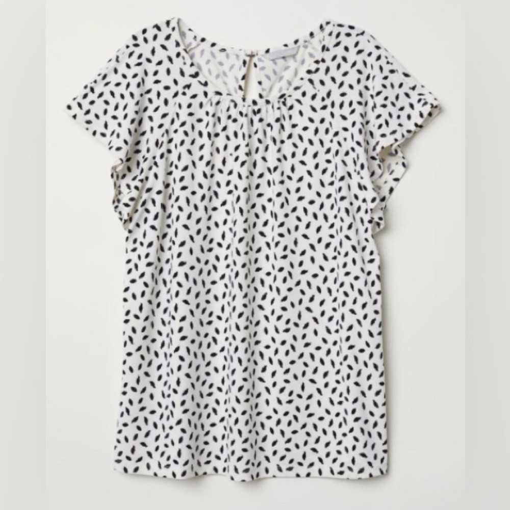 H&M Crepe White and Black Blouse Size Large